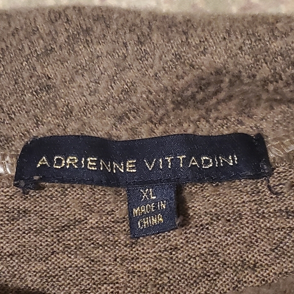 ADRIENNE VITTADINI Brown Cowl Neck Tunic Sweater Asymmetrical Buttons sz XL - Picture 5 of 9